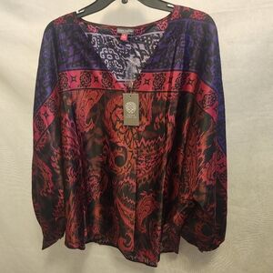 Vince Camuto Women's Colorful Vneck Top Sz XL